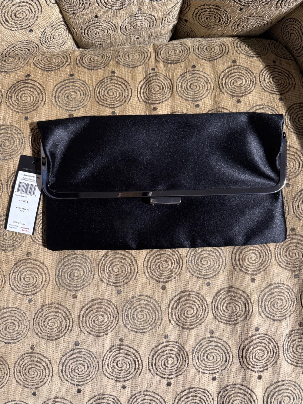 BCBGMaxAzria Black Satin Frame Clutch